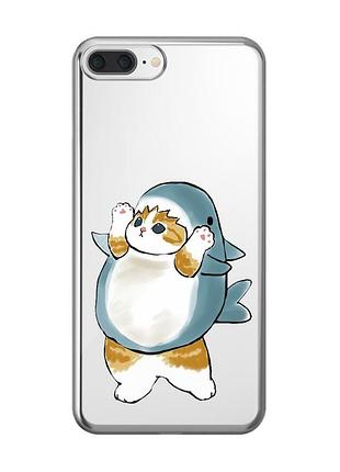 Прозрачный чехол для iphone 7 plus / iphone 8 plus :: котенок акула (принт 379)