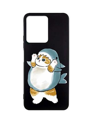Матовый черный чехол на xiaomi redmi note 12 :: котенок акула (принт 379)