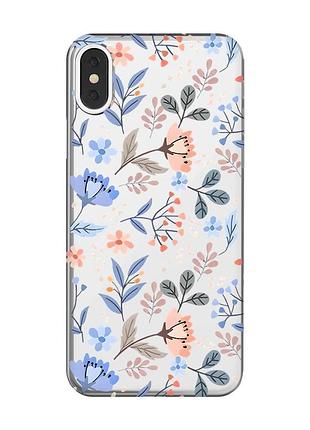 Прозрачный чехол на iphone x / xs :: цветочный фон (принт 371)