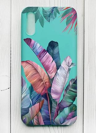 Матовий бірюзовий чохол на xiaomi redmi 9а :: тропіки (принт 372)
