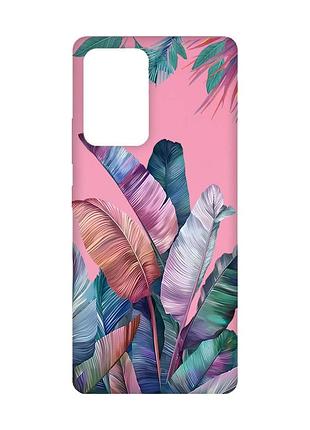 Матовый розовый чехол на samsung galaxy a52 :: тропики (принт 372)