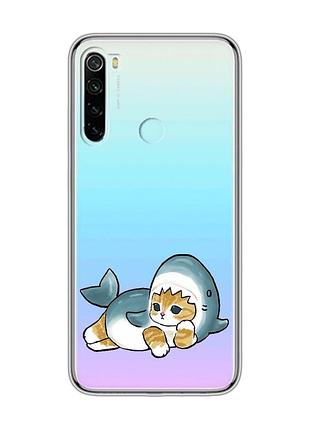 Прозрачный чехол на xiaomi redmi note 8 :: котенок акула (принт 355)