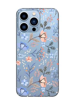 Прозорий чохол на apple iphone 13 pro max :: квітковий фон (принт 371)
