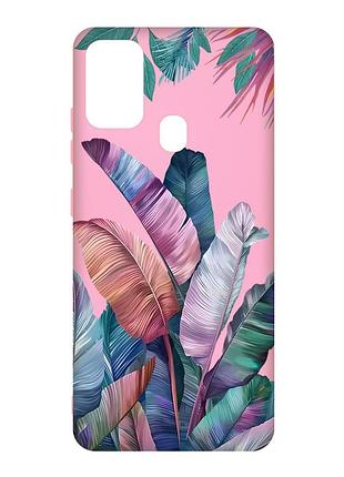 Матовый розовый чехол на samsung galaxy m30s/m21 :: тропики (принт 372)