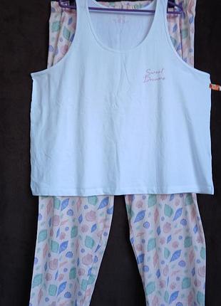 Костюм женский домашний с майкой и штанами, котон, xl-2xl,  eur 48,50-52,  батл