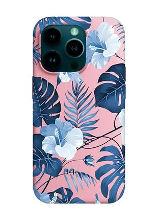 Матовый розовый чехол на apple iphone 14 pro :: тропики (принт 373)