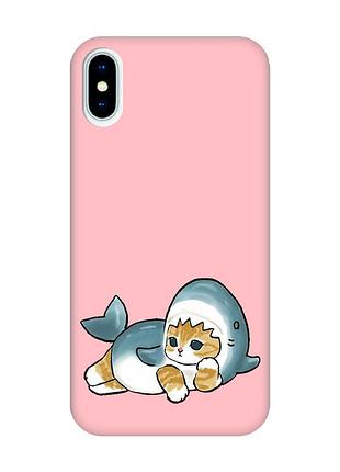 Матовий рожевий чохол на iphone x / xs :: котик акула (принт 355)