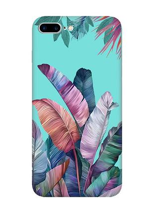 Матовый бирюзовый чехол на apple iphone 7 plus / iphone 8 plus :: тропики (принт 372)
