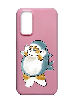 Матовий рожевий чохол на xiaomi redmi note 11 4g :: котик акула (принт 379)