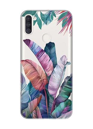 Прозрачный чехол на samsung galaxy a11 :: тропики (принт 372)