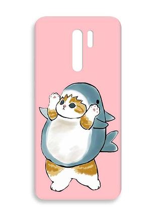 Матовий рожевий чохол на xiaomi redmi 9 :: котик акула (принт 379)