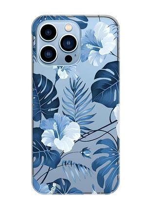 Прозорий чохол на apple iphone 13 pro max :: тропіки (принт 373)