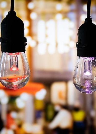 Вулична гірлянда з ретро лампами led rgb edison 10шт, 220v, 10метрів з перехідником