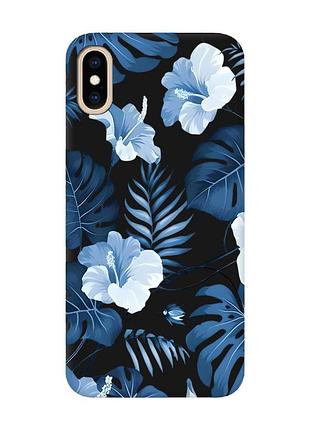 Матовый черный чехол на iphone xs max тропики (принт 373)