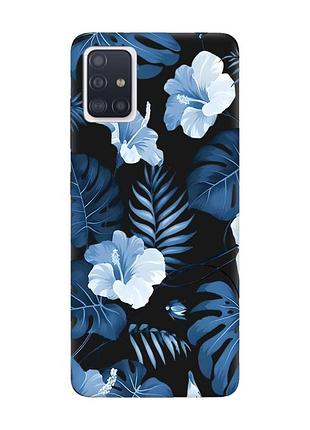 Матовый черный чехол на samsung galaxy a51 тропики (принт 373)