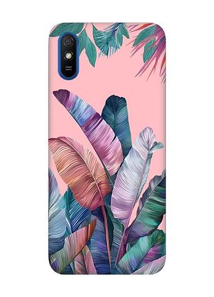 Матовий рожевий чохол на xiaomi redmi 9a :: тропіки (принт 372)