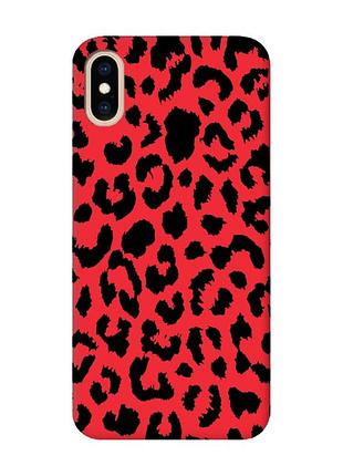 Матовий червоний чохол на iphone xs max :: леопардовий принт (принт 374)