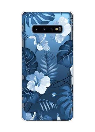 Прозрачный чехол на samsung galaxy s10 plus :: тропики (принт 373)