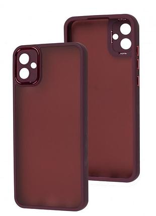 Чехол fiji lens для samsung galaxy a04e (a042) бампер матовый с защитой блока камер wine red