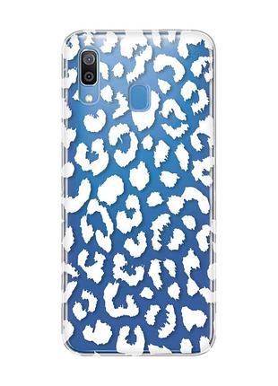 Прозрачный чехол для samsung galaxy a30 (2019)/a20 (2019) :: леопардовый принт белый (принт 375)