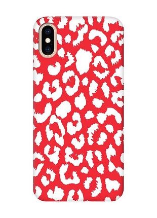 Матовий червоний чохол на iphone xs max :: леопардовий принт білий (принт 375)