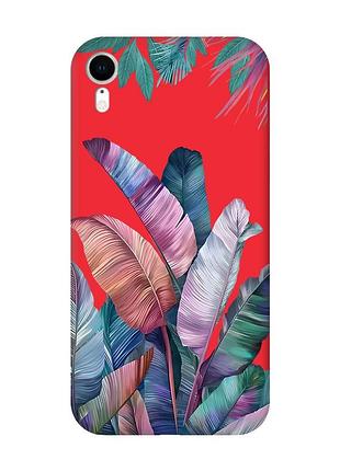 Матовый красный чехол на apple iphone xr :: тропики (принт 372)