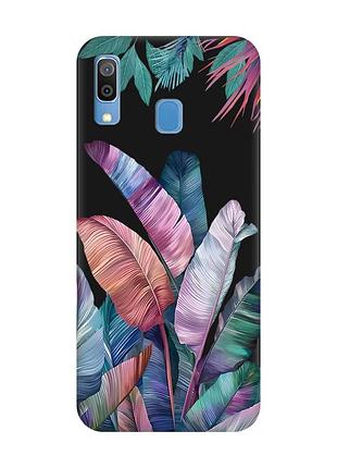 Матовый черный чехол на samsung galaxy a30 (2019) / a20 (2019) :: тропики (принт 372)