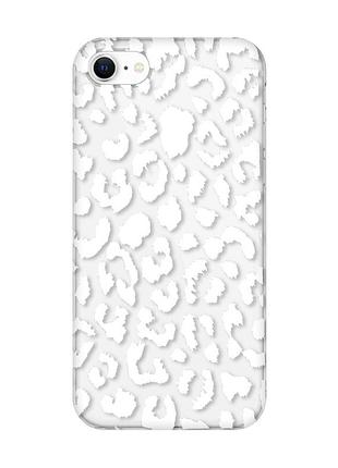 Прозрачный чехол для iphone 7, 8 :: леопардовый принт белый (принт 375)