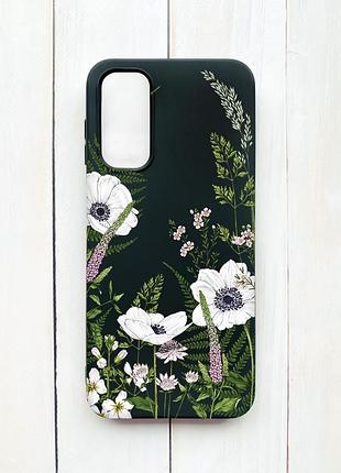Матовий чохол на samsung galaxy a14 5g чорний :: квіти польові (принт 363)