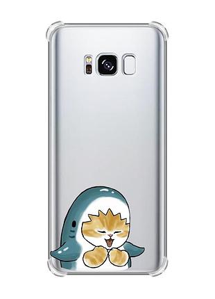 Чохол з потовщеними кутами на samsung galaxy s8 :: котик акула (принт 376)