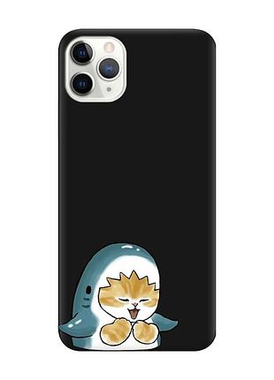 Матовий чорний чохол на iphone 11 pro (5.8) :: котик акула (принт 376)