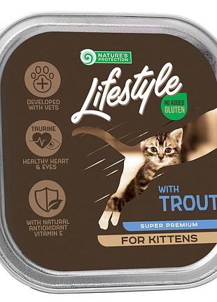 Влажный корм для котят с форелью nature's protection lifestyle kitten with trout 85 г