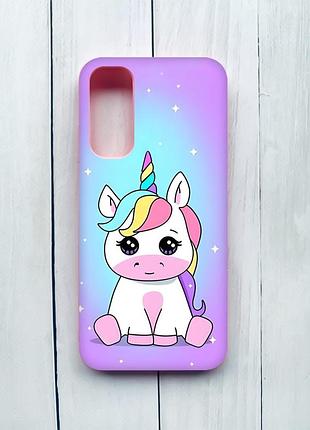 Матовий чохол на samsung galaxy a05s (a057) рожевий :: єдиноріг (принт 103)