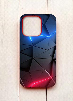 Матовый чехол с красными боками на iphone 15 pro :: рельефный фон (принт 36)