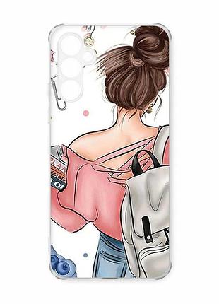 Чехол с утолщенными углами на samsung galaxy a55 (a556) :: девушка с рюкзаком (принт 30)