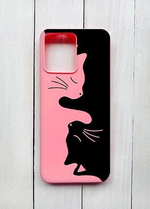 Матовий чохол на xiaomi redmi 12 рожевий :: котики (принт 118)