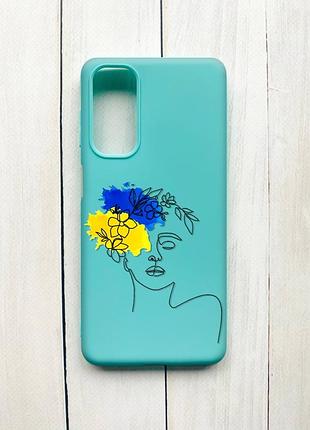 Матовый чехол на samsung galaxy m54 бирюзовый :: украинка арт (принт 3)