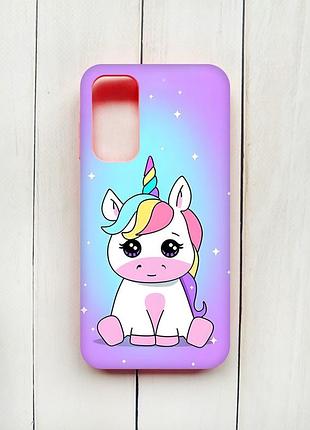 Матовый чехол с розовыми боками на samsung a15 (a155) / m15 :: единорог (принт 103)