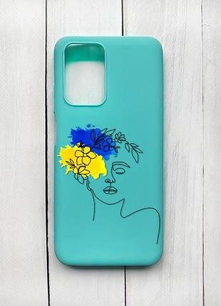 Матовий чохол на xiaomi redmi 10 бірюзовий :: українка арт (принт 3)