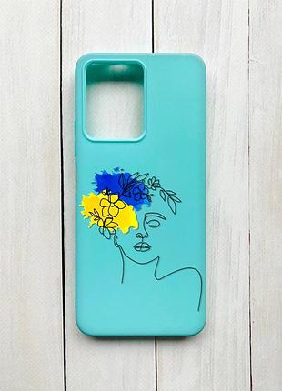 Матовый чехол на xiaomi redmi note 12 бирюзовый :: украинка арт (принт 3)