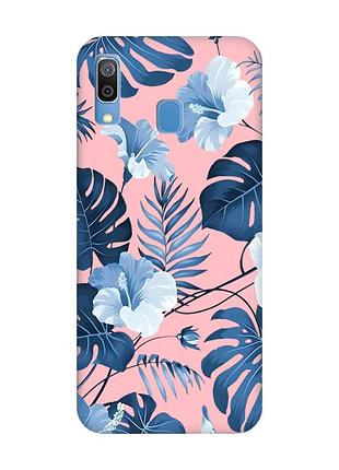 Матовый розовый чехол на samsung galaxy a30 (2019) / a20 (2019) :: тропики (принт 373)