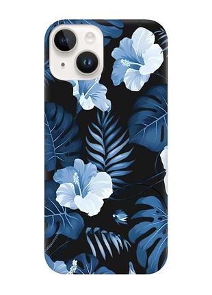 Матовый черный чехол на apple iphone 14 :: тропики (принт 373)