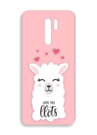 Матовый розовый чехол на xiaomi redmi 9 :: лама (принт 94)