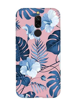 Матовый розовый чехол на xiaomi redmi 8 :: тропики (принт 373)