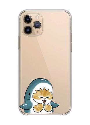 Прозрачный чехол на apple iphone 11 pro (5,8) :: котёнок акула (принт 376)
