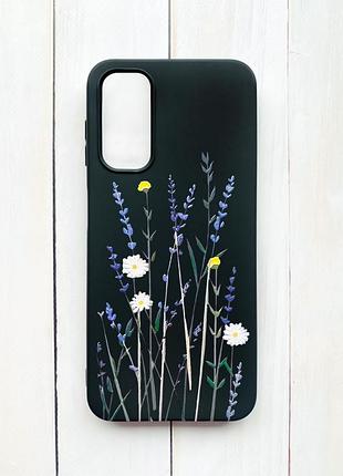 Матовий чохол на samsung galaxy a14 5g чорний :: польові квіти (принт 270)
