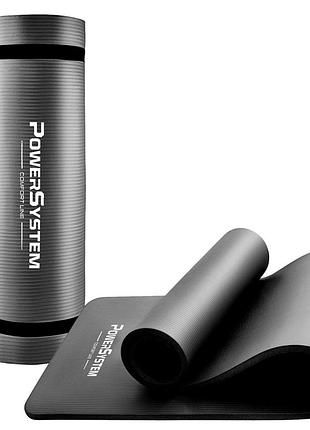 Килимок для йоги та фітнесу power system ps-4017 nbr fitness yoga mat plus black (180х61х1)