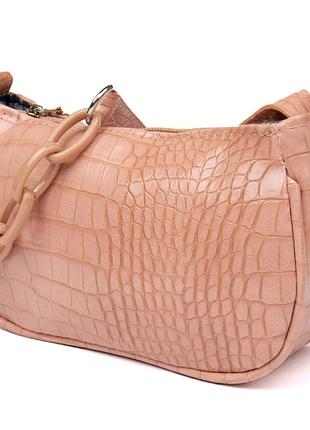 Компактна сумка-багет з шкірозамінника під екзотику vintage sale_14926 рожева