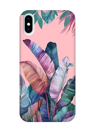 Матовий рожевий чохол на iphone x / xs :: тропіки (принт 372)