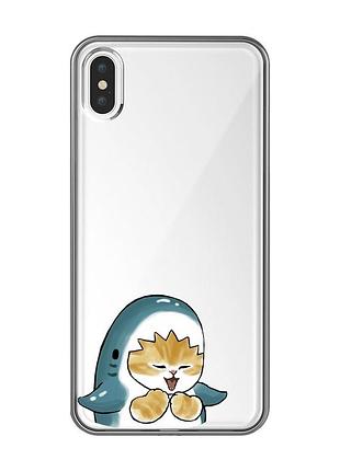 Прозрачный чехол на iphone xs max :: котёнок акула (принт 376)